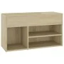 Banco zapatero madera contrachapada roble Sonoma 80x30x45 cm de vidaXL, Zapateros y organizadores de calzado - Ref: Foro24-80...