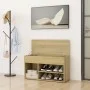 Banco zapatero madera contrachapada roble Sonoma 80x30x45 cm de vidaXL, Zapateros y organizadores de calzado - Ref: Foro24-80...
