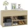 Banco zapatero madera contrachapada roble Sonoma 80x30x45 cm de vidaXL, Zapateros y organizadores de calzado - Ref: Foro24-80...