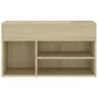 Banco zapatero madera contrachapada roble Sonoma 80x30x45 cm de vidaXL, Zapateros y organizadores de calzado - Ref: Foro24-80...