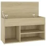 Banco zapatero madera contrachapada roble Sonoma 80x30x45 cm de vidaXL, Zapateros y organizadores de calzado - Ref: Foro24-80...