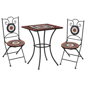 Bistrotisch und Stühle 3 Stk. Keramikmosaik Terrakotta und Weiß von vidaXL, Gartensets - Ref: Foro24-279415, Preis: 244,23 €,...