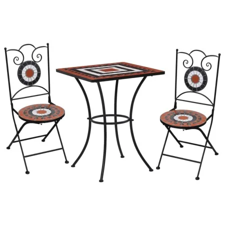 Bistrotisch und Stühle 3 Stk. Keramikmosaik Terrakotta und Weiß von vidaXL, Gartensets - Ref: Foro24-279415, Preis: 249,44 €,...