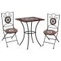 Bistrotisch und Stühle 3 Stk. Keramikmosaik Terrakotta und Weiß von vidaXL, Gartensets - Ref: Foro24-279415, Preis: 249,44 €,...