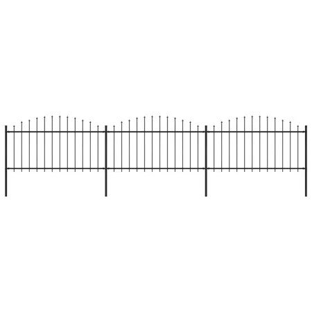 Garden fence with black steel spearheads (1.25-1.5)x5.1m by vidaXL, fence panels - Ref: Foro24-277732, Price: 207,26 €, Disco...