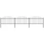 Garden fence with black steel spearheads (1.25-1.5)x5.1m by vidaXL, fence panels - Ref: Foro24-277732, Price: 207,26 €, Disco...