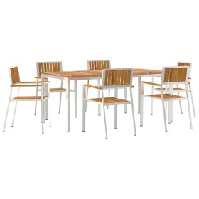 Conjunto de Comedor de Jardín 7 pcs madera maciza de acacia