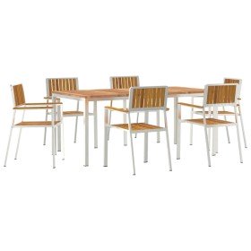 Conjunto de Comedor de Jardín 7 pcs madera maciza de acacia