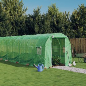 Invernadero con estructura de acero verde 48 m² 24x2x2 m