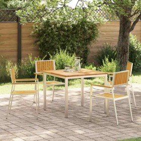 Conjunto de Comedor de Jardín 5 pcs Madera de teca maciza