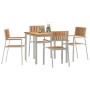 Conjunto de Comedor de Jardín 5 pcs Madera de teca maciza