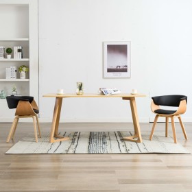 Dining chairs 2 pcs curved wood and black synthetic leather by vidaXL, dining chairs - Ref: Foro24-278733, Price: 337,51 €, D...