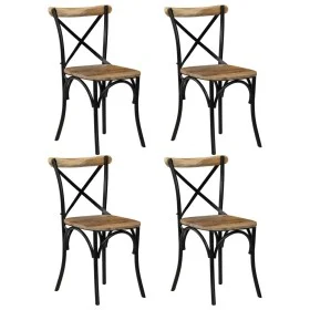 Sillas con respaldo cruzado 4 uds madera maciza de mango negro de vidaXL, Sillas de comedor - Ref: Foro24-278773, Precio: 531...