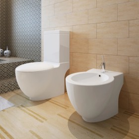 White ceramic toilet and bidet set by vidaXL, Baths and bidets - Ref: Foro24-270059, Price: 393,14 €, Discount: %