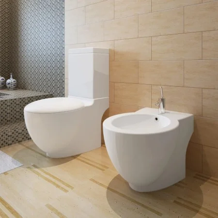 WC- und Bidet-Set aus weißer Keramik von vidaXL, Badewannen und Bidets - Ref: Foro24-270059, Preis: 409,34 €, Rabatt: %