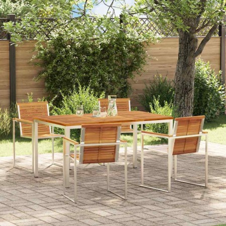 Conjunto de Comedor de Jardín 5 pcs Madera Sólida de Acacia