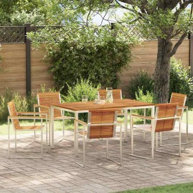 Conjunto de Comedor de Jardín 7 pcs Madera Sólida de Acacia