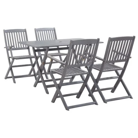 5-piece solid acacia wood garden dining set in gray by vidaXL, Garden sets - Ref: Foro24-278921, Price: 284,68 €, Discount: %