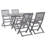 5-piece solid acacia wood garden dining set in gray by vidaXL, Garden sets - Ref: Foro24-278921, Price: 284,68 €, Discount: %