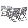 5 Stück massives Akazienholz Garten Esszimmergarnitur grau von vidaXL, Gartensets - Ref: Foro24-278921, Preis: 293,86 €, Raba...