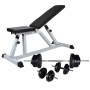 Weight bench with weights and dumbbells 60.5 kg by vidaXL, Weight lifting machines - Ref: Foro24-275346, Price: 253,39 €, Dis...