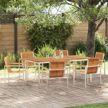 Conjunto de Comedor de Jardín 7 pcs Madera Sólida de Acacia