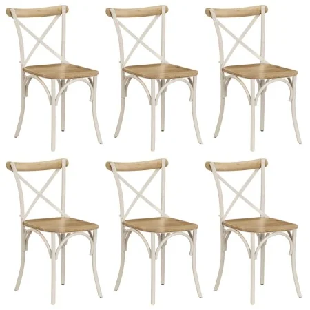 Sillas con respaldo cruzado 6 uds madera maciza de mango blanco de vidaXL, Sillas de comedor - Ref: Foro24-278772, Precio: 59...