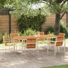 Conjunto de Comedor de Jardín 7 pcs Madera Sólida de Acacia