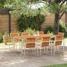 Conjunto de Comedor de Jardín 9 pcs Madera Sólida de Acacia