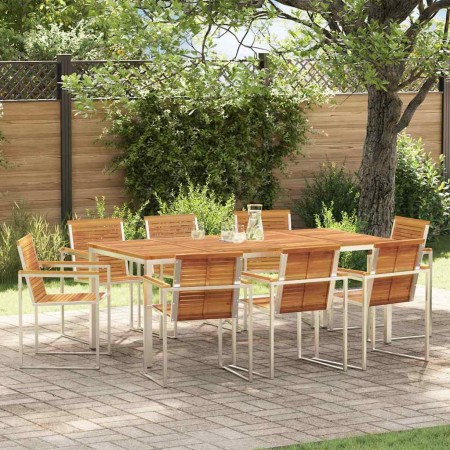 Conjunto de Comedor de Jardín 9 pcs Madera Sólida de Acacia