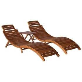 Set Sonnenliegen mit Tisch 3-teilig aus massivem Akazienholz von vidaXL, Liegen - Ref: Foro24-279160, Preis: 290,00 €, Rabatt: %