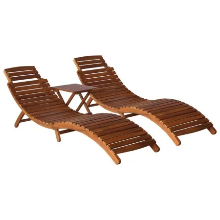 Set of sun loungers with table 3 pieces solid acacia wood by vidaXL, Loungers - Ref: Foro24-279160, Price: 290,00 €, Discount: %