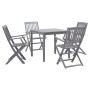 Garden dining set 5 pieces solid gray acacia wood by vidaXL, Garden sets - Ref: Foro24-278925, Price: 282,84 €, Discount: %