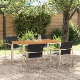 Conjunto de Comedor de Jardín 5 pcs Madera Sólida de Acacia