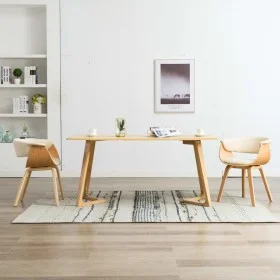 Esszimmerstühle, 2 Stück, gebogenes Holz und cremefarbenes Kunstleder von vidaXL, Essstühle - Ref: Foro24-278730, Preis: 421,...