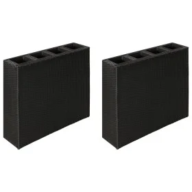 Tall planter with 4 pots 2 pcs black synthetic rattan by vidaXL, Pots and planters - Ref: Foro24-279082, Price: 383,16 €, Dis...