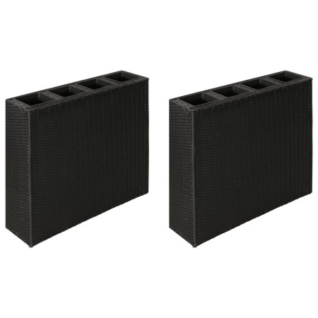 Tall planter with 4 pots 2 pcs black synthetic rattan by vidaXL, Pots and planters - Ref: Foro24-279082, Price: 394,41 €, Dis...