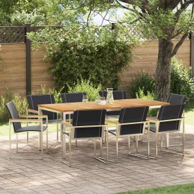 Conjunto de Comedor de Jardín 9 pcs Madera Sólida de Acacia
