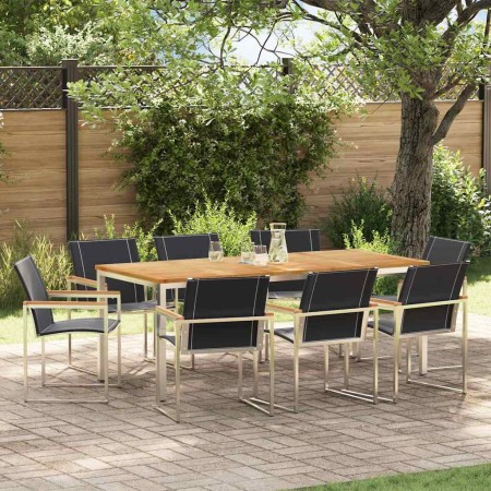 Conjunto de Comedor de Jardín 9 pcs Madera Sólida de Acacia