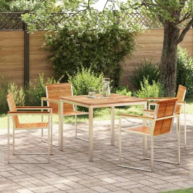 Conjunto de Comedor de Jardín 5 pcs Madera sólida de teca