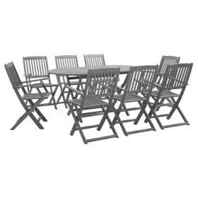 Garden dining set 9 pieces solid gray acacia wood by vidaXL, Garden sets - Ref: Foro24-278924, Price: 462,33 €, Discount: %