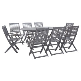 Garten-Essgruppe 9-teilig aus massivem grauem Akazienholz von vidaXL, Gartensets - Ref: Foro24-278924, Preis: 483,18 €, Rabat...