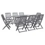 Garden dining set 9 pieces solid gray acacia wood by vidaXL, Garden sets - Ref: Foro24-278924, Price: 468,75 €, Discount: %