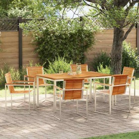 Conjunto de Comedor de Jardín 7 pcs Madera sólida de teca