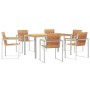 Conjunto de Comedor de Jardín 7 pcs Madera sólida de teca