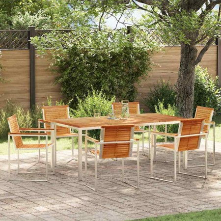 Conjunto de Comedor de Jardín 7 pcs Madera sólida de teca