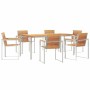 Conjunto de Comedor de Jardín 7 pcs Madera sólida de teca