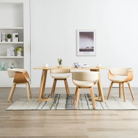Dining chairs 4 pcs curved wood and cream synthetic leather by vidaXL, dining chairs - Ref: Foro24-278731, Price: 864,76 €, D...
