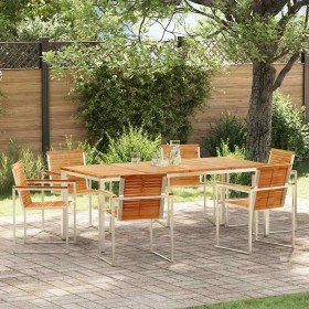 Conjunto de Comedor de Jardín 7 pcs Madera sólida de teca