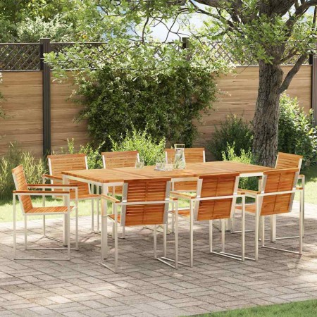 Conjunto de Comedor de Jardín 9 pcs Madera sólida de teca